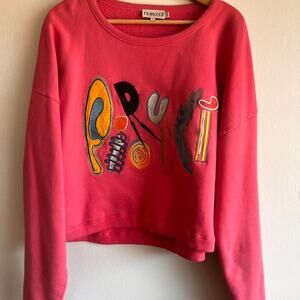 Fiorucci pink cropped embroidered sweatshirt rare